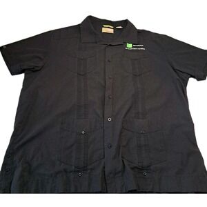 Cubavera Cuban Button Front Embroidered Shirt Mens XXL Black LOGO  H&R BLOCK